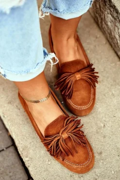 Damskie Maciejka Damskie Mokasyny Skórzane Camel 04830