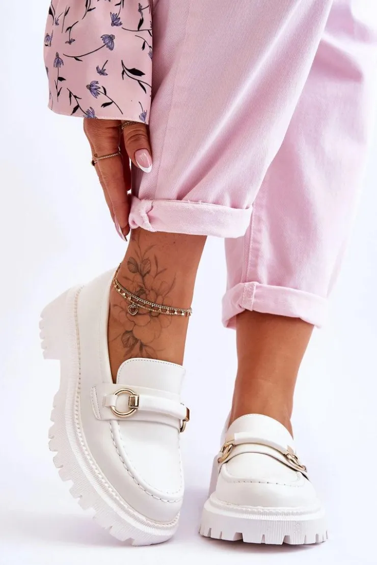 Boto Mokasyny Damskie Skórzane|Mokasyny Na Platformie*Damskie Mokasyny Na Masywnej Platformie Białe Calypso