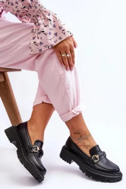 Damskie Boto Damskie Mokasyny Na Masywnej Platformie Czarne Calypso