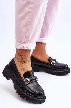 Damskie Boto Damskie Mokasyny Na Masywnej Platformie Czarne Calypso