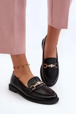 Boto Mokasyny Damskie Skórzane*Damskie Mokasyny Na Płaskim Obcasie Eko Skórzane Czarne Vimedia