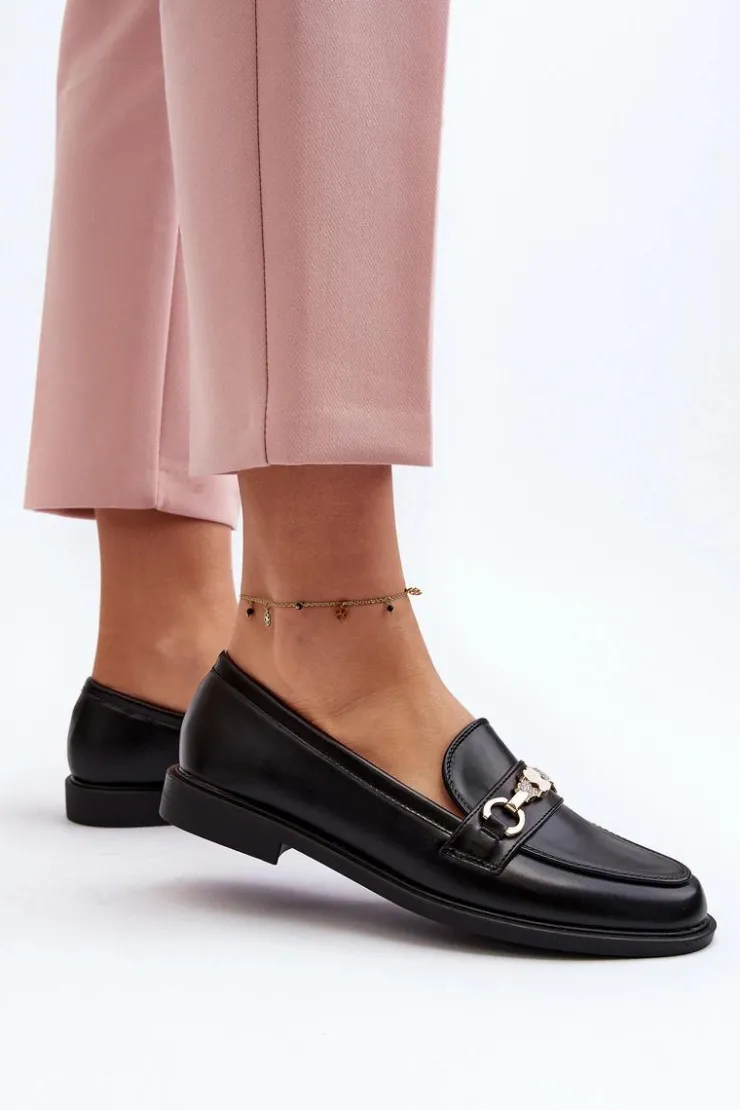 Boto Mokasyny Damskie Skórzane*Damskie Mokasyny Na Płaskim Obcasie Eko Skórzane Czarne Vimedia