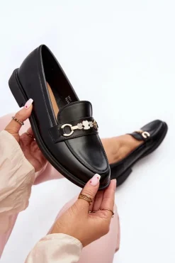 Boto Mokasyny Damskie Skórzane*Damskie Mokasyny Na Płaskim Obcasie Eko Skórzane Czarne Vimedia