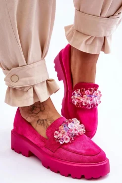 Boto Mokasyny Na Platformie|Mokasyny Damskie Zamszowe*Damskie Mokasyny Na Platformie Z Ozdobami Fuksja Brenda