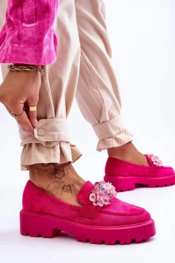 Boto Mokasyny Na Platformie|Mokasyny Damskie Zamszowe*Damskie Mokasyny Na Platformie Z Ozdobami Fuksja Brenda