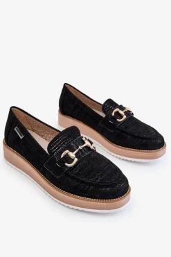 Damskie Boto Damskie Mokasyny Na Platformie Czarne Danny