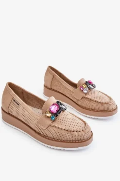 Boto Mokasyny Na Platformie|Mokasyny Damskie Zamszowe*Damskie Mokasyny Na Platformie Z Ozdobami Beżowe Adelyn