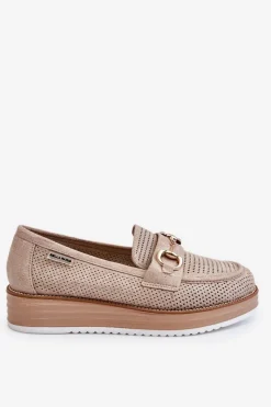 New Boto Damskie Mokasyny Na Platformie Beżowe Danny