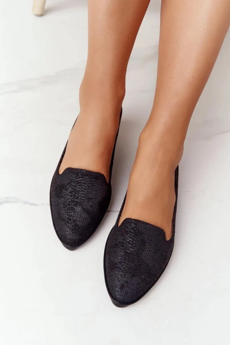 Damskie Buty Sergio Leone Damskie Mokasyny Sergio Leone MK700 Zamszowe Czarne