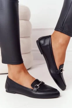 Buty Sergio Leone Mokasyny Damskie Skórzane*Damskie Mokasyny Sergio Leone MK711 Czarne