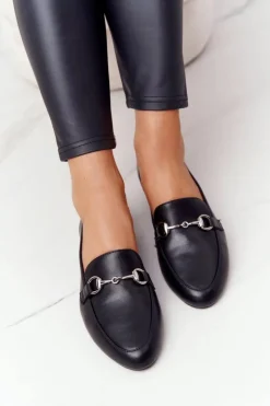 Damskie Buty Sergio Leone Damskie Mokasyny Sergio Leone MK733 Czarne