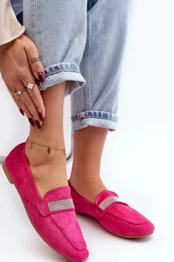 Boto Loafersy Damskie|Mokasyny Damskie Zamszowe*Damskie Mokasyny Z Cyrkoniami Fuksja Ralrika Różowy