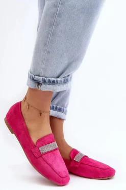 Boto Loafersy Damskie|Mokasyny Damskie Zamszowe*Damskie Mokasyny Z Cyrkoniami Fuksja Ralrika Różowy