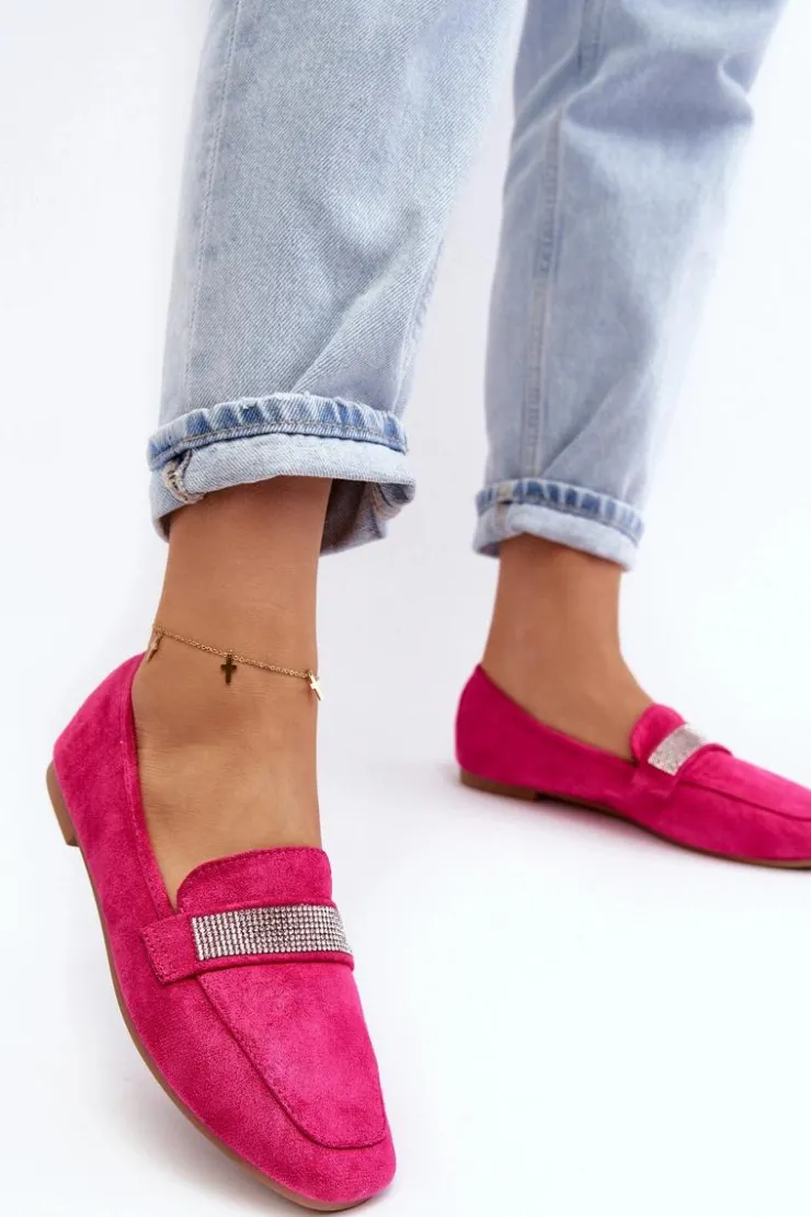 Boto Loafersy Damskie|Mokasyny Damskie Zamszowe*Damskie Mokasyny Z Cyrkoniami Fuksja Ralrika Różowy