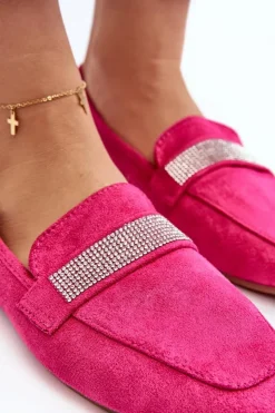 Boto Loafersy Damskie|Mokasyny Damskie Zamszowe*Damskie Mokasyny Z Cyrkoniami Fuksja Ralrika Różowy