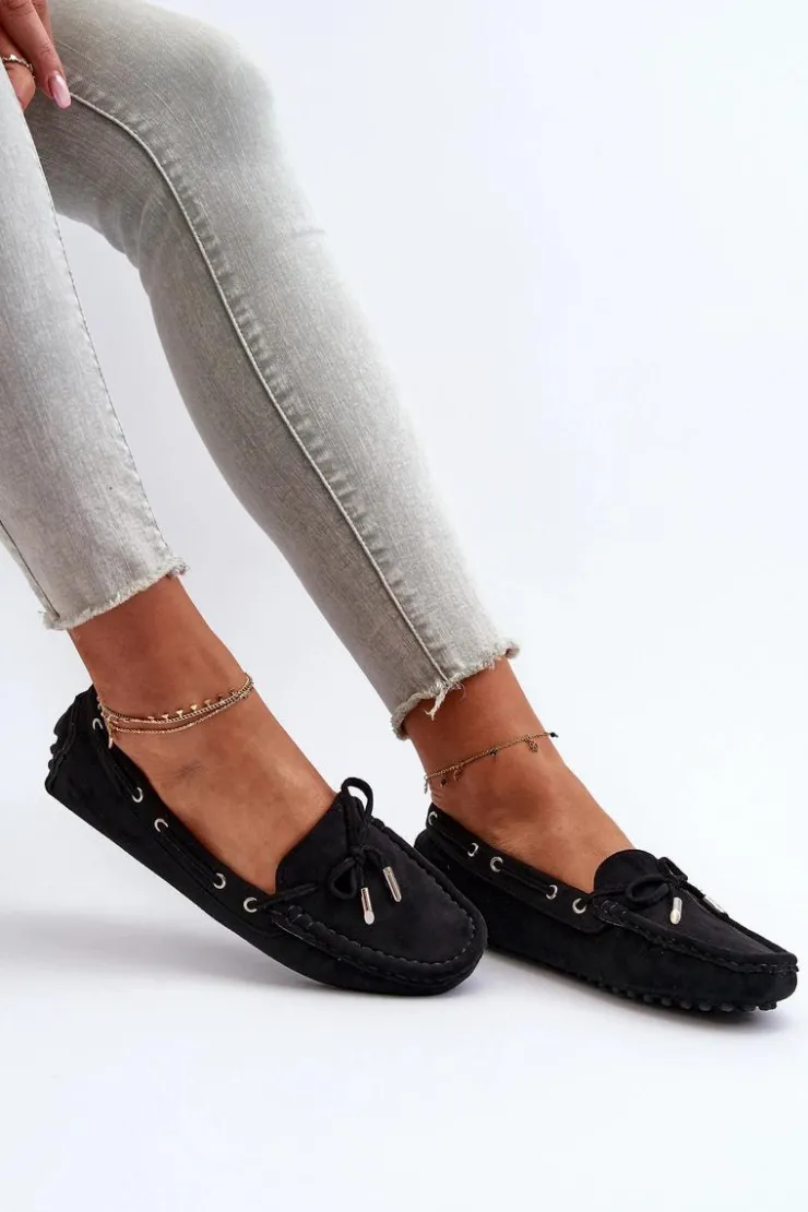 Boto Loafersy Damskie|Mokasyny Damskie Zamszowe*Damskie Mokasyny Z Eko Zamszu Czarne Anemilda