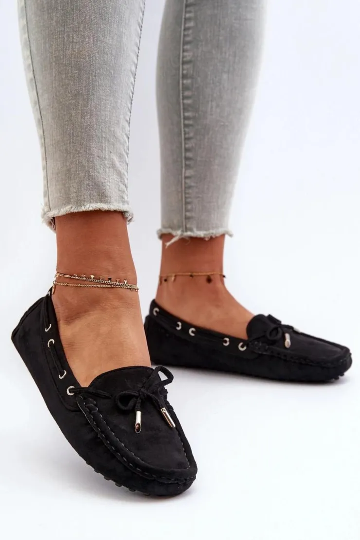 Boto Loafersy Damskie|Mokasyny Damskie Zamszowe*Damskie Mokasyny Z Eko Zamszu Czarne Anemilda