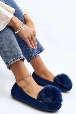 Boto Loafersy Damskie|Kapcie Klasyczne*Damskie Mokasyny Z Futerkiem Niebieskie Novas