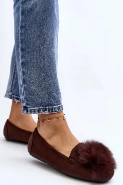 Best Boto Damskie Mokasyny Z Futerkiem Brązowe Novas