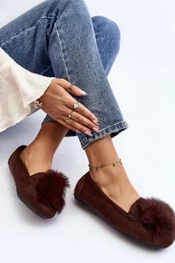 Best Boto Damskie Mokasyny Z Futerkiem Brązowe Novas