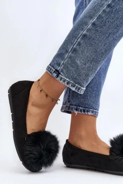 Damskie Boto Damskie Mokasyny Z Futerkiem Czarne Novas