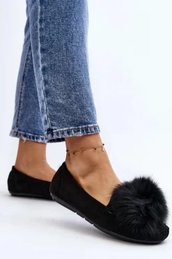 Damskie Boto Damskie Mokasyny Z Futerkiem Czarne Novas