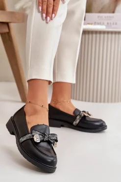 Damskie buty S.Barski Loafersy Damskie|Mokasyny Płaskie*Damskie Mokasyny Z Kokardą S.Barski HY42-331 Czarne Czarny