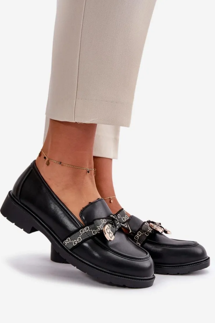 Damskie buty S.Barski Loafersy Damskie|Mokasyny Płaskie*Damskie Mokasyny Z Kokardą S.Barski HY42-331 Czarne Czarny