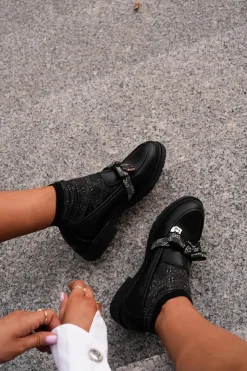 Damskie buty S.Barski Loafersy Damskie|Mokasyny Płaskie*Damskie Mokasyny Z Kokardą S.Barski HY42-331 Czarne Czarny