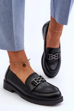 Discount Damskie buty S.Barski Damskie Mokasyny Z Ozdobą S.Barski HY372 Czarne