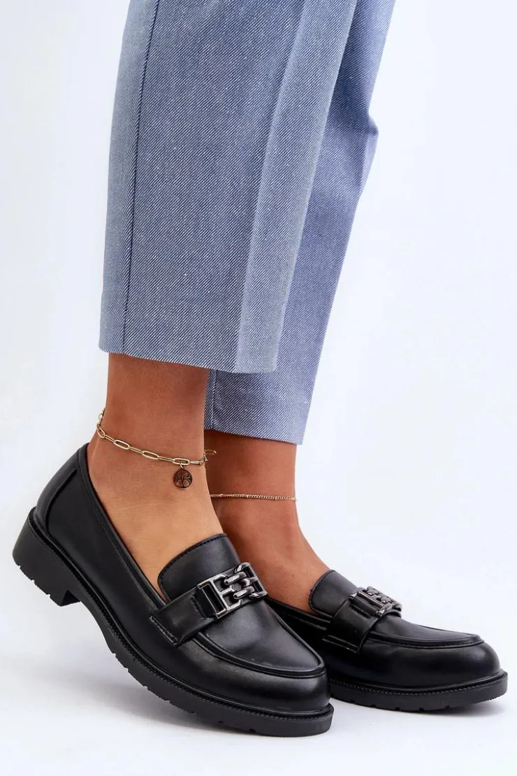 Discount Damskie buty S.Barski Damskie Mokasyny Z Ozdobą S.Barski HY372 Czarne