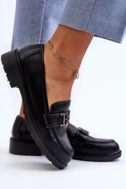 Discount Damskie buty S.Barski Damskie Mokasyny Z Ozdobą S.Barski HY372 Czarne