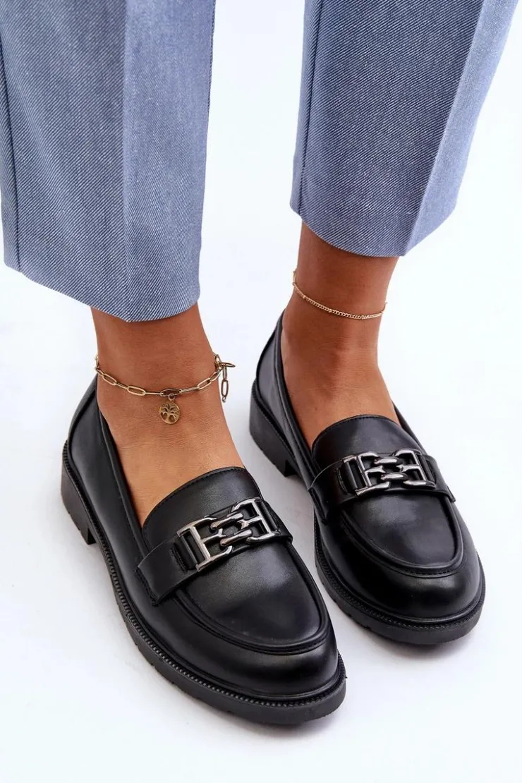 Discount Damskie buty S.Barski Damskie Mokasyny Z Ozdobą S.Barski HY372 Czarne