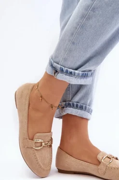 Boto Mokasyny Damskie Zamszowe*Damskie Mokasyny Z Ozdobą Beżowe Ghana