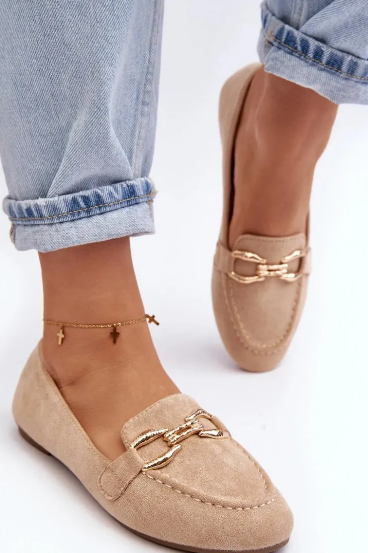 Boto Mokasyny Damskie Zamszowe*Damskie Mokasyny Z Ozdobą Beżowe Ghana