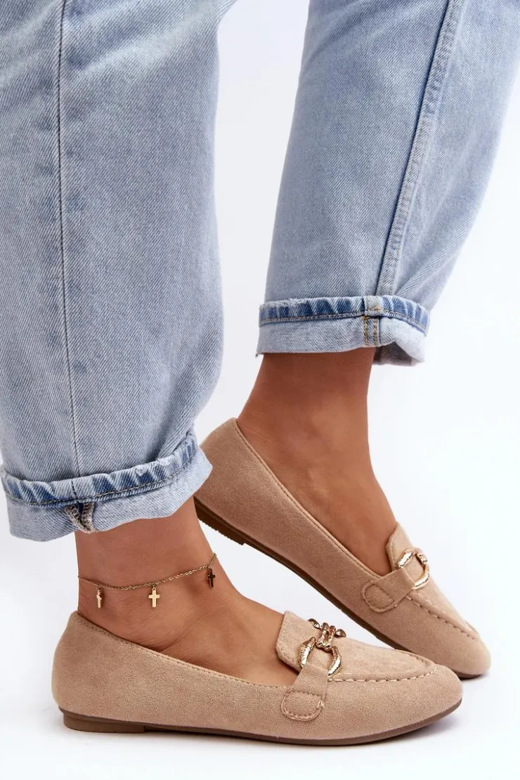 Boto Mokasyny Damskie Zamszowe*Damskie Mokasyny Z Ozdobą Beżowe Ghana