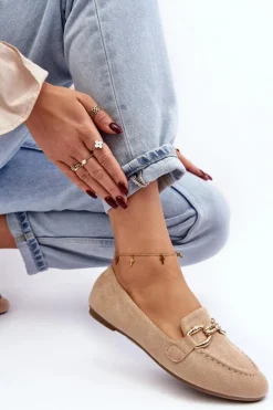 Boto Mokasyny Damskie Zamszowe*Damskie Mokasyny Z Ozdobą Beżowe Ghana