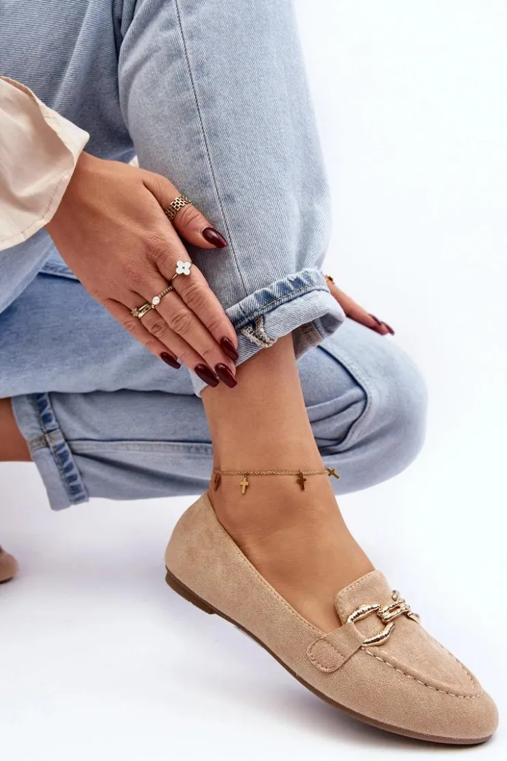 Boto Mokasyny Damskie Zamszowe*Damskie Mokasyny Z Ozdobą Beżowe Ghana