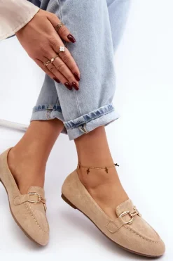 Boto Mokasyny Damskie Zamszowe*Damskie Mokasyny Z Ozdobą Beżowe Ghana