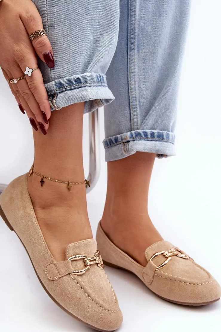 Boto Mokasyny Damskie Zamszowe*Damskie Mokasyny Z Ozdobą Beżowe Ghana