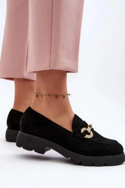 Best Boto Damskie Mokasyny Z Ozdobą Czarne Railenes