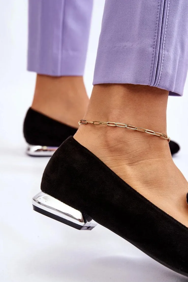 Outlet Boto Damskie Mokasyny Z Ozdobami Na Płaskim Obcasie Czarne Sloane