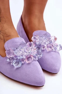 Discount Boto Damskie Mokasyny Z Ozdobami Na Płaskim Obcasie Fioletowe Sloane