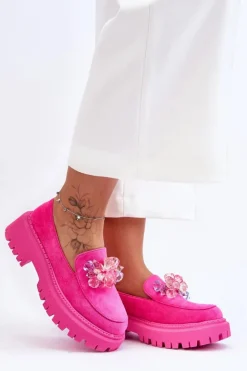 Boto Mokasyny Damskie Skórzane|Mokasyny Na Platformie*Damskie Mokasyny Z Ozdobnymi Kryształami Różowe Avril