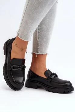 Buty damskie Vinceza Mokasyny Damskie Skórzane|Mokasyny Na Platformie*Damskie Mokasyny Ze Skóry Naturalnej Czarne Imbleria