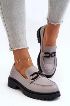 Damskie Buty damskie Vinceza Damskie Mokasyny Ze Skóry Naturalnej Szare Imbleria