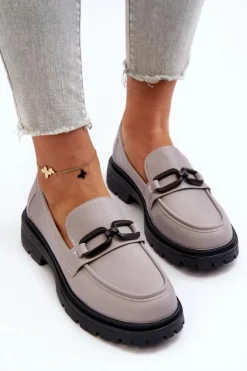 Damskie Buty damskie Vinceza Damskie Mokasyny Ze Skóry Naturalnej Szare Imbleria