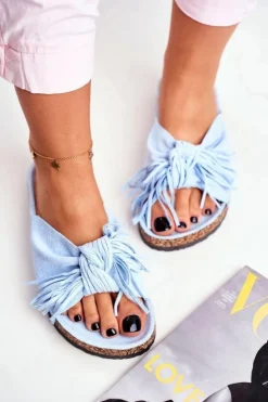 Boto Klapki Korkowe|Klapki Damskie Klasyczne*Damskie Niebieskie Klapki Na Korku Frędzle Marina