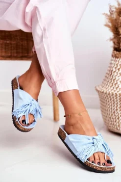 Boto Klapki Korkowe|Klapki Damskie Klasyczne*Damskie Niebieskie Klapki Na Korku Frędzle Marina