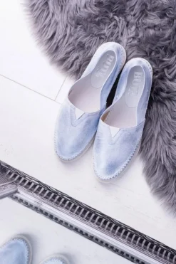 Clearance Boto Damskie Niebieskie Skórzane Slip On Frela